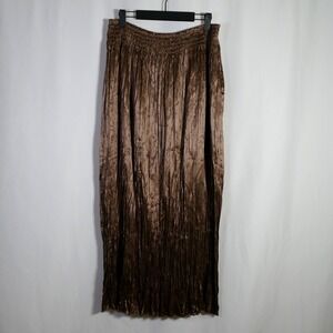 Kenneth Cole Forest Fairy Silk Crinkle Maxi Skirt Size 4 Smocked Broomstick Boho